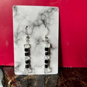 Elegant Black and Silver Beaded Earrings